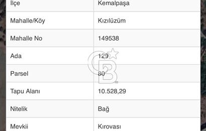 KEMALPAŞA KIZILÜZÜM'DE TARIMSAL DEPOLAMA İMARLI SATILIK ARSA 