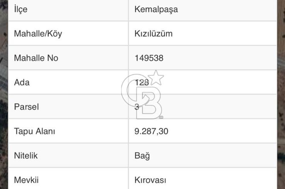 KEMALPAŞA KIZILÜZÜM ORGANİZE SANAYİ BÖLGESİ DEPO İMARLI SATILIK