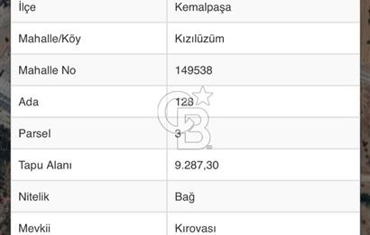 KEMALPAŞA KIZILÜZÜM ORGANİZE SANAYİ BÖLGESİ DEPO İMARLI SATILIK
