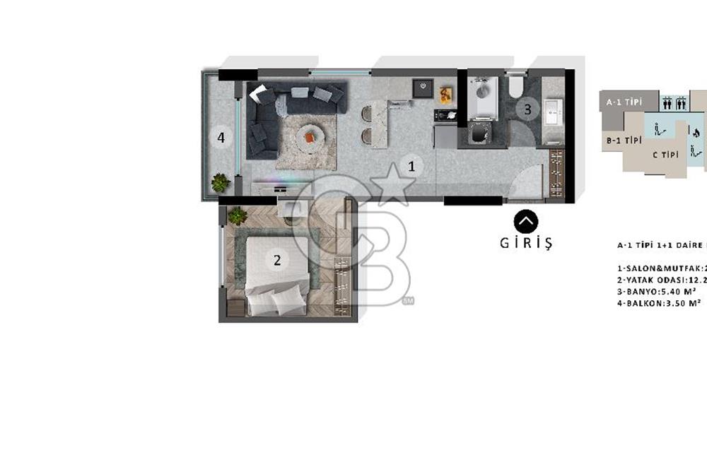 Süleyman Demirel'de Projeden Ultra Lüx 1+1 Yatırım Fırsatı