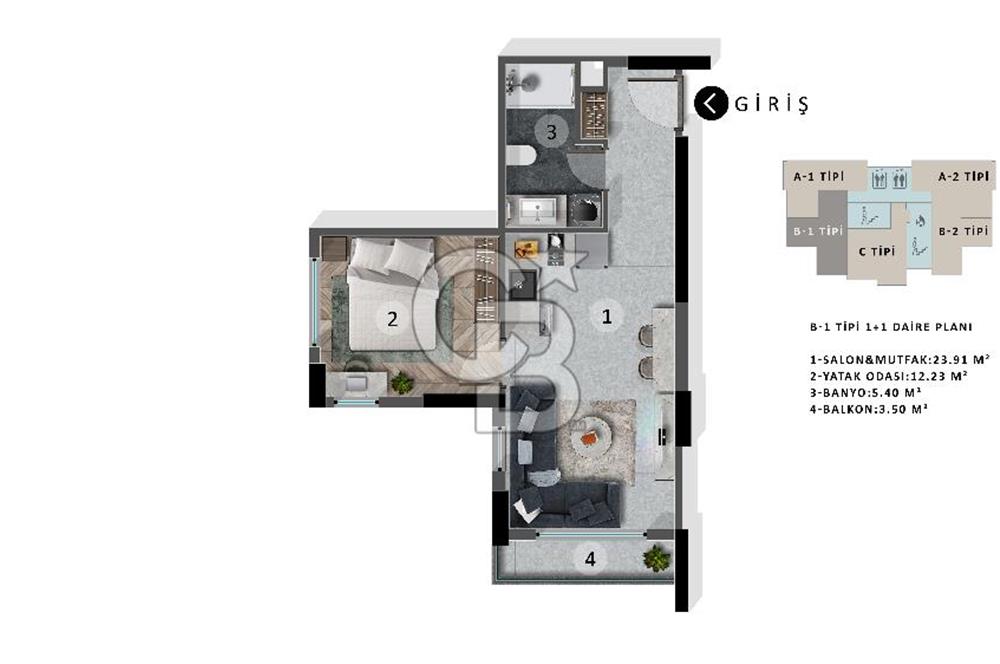 Süleyman Demirel'de Projeden Ultra Lüx 1+1 Yatırım Fırsatı