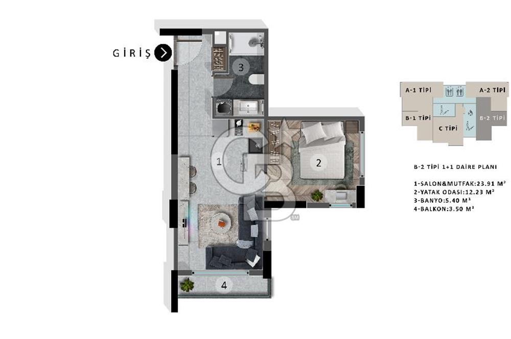 Süleyman Demirel'de Projeden Ultra Lüx 1+1 Yatırım Fırsatı