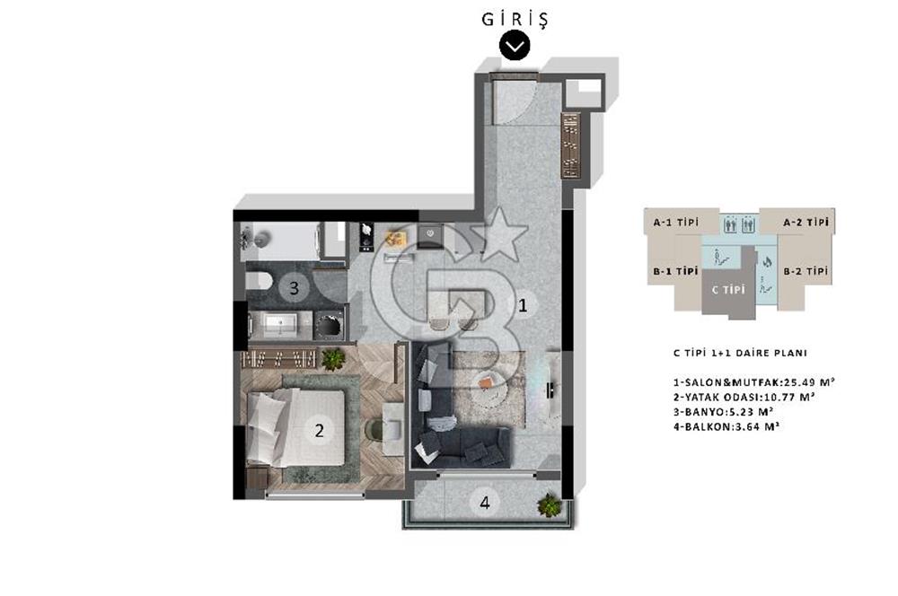 Süleyman Demirel'de Projeden Ultra Lüx 1+1 Yatırım Fırsatı