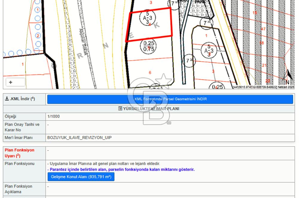 CB ELEGANCE' DEN SATILIK KONUT İMARLI 935 M² ARSA