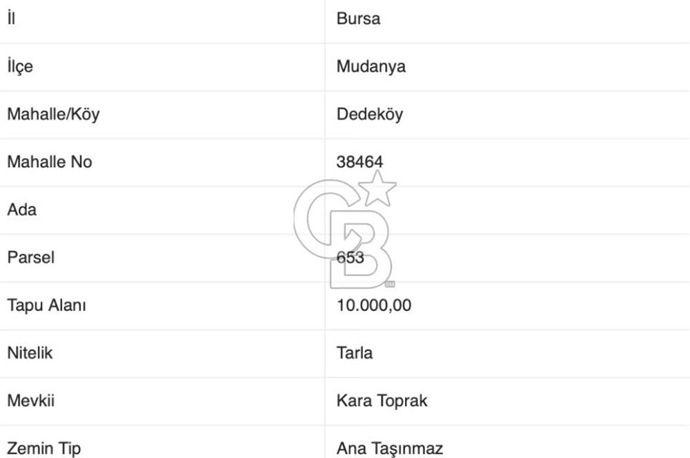 CB BLACK'TAN MUDANYA'DA SOĞUK HAVA DEPOLU İMARLI ARSA