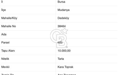 CB BLACK'TAN MUDANYA'DA SOĞUK HAVA DEPOLU İMARLI ARSA