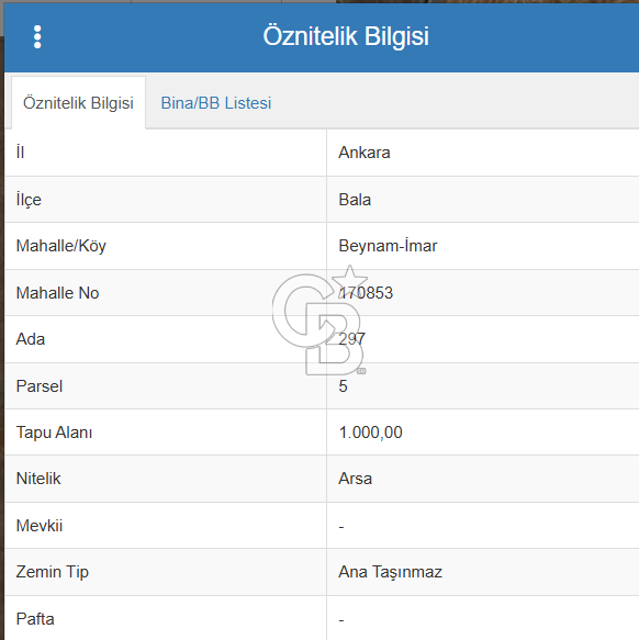 Ankara Bala Beynam'da 297 Ada, 5 Parsel 1.000 m² İmarlı Satılık Arsa