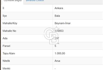 Ankara Bala Beynam'da 297 Ada, 5 Parsel 1.000 m² İmarlı Satılık Arsa - 3 - 318492