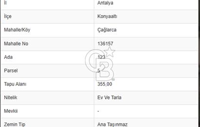 KONYAALTI ÇAGLARCADA DOGA MANZARALI SATILIK TARLA