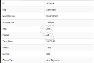 KONYAALTI HİSARÇANDIRDA ORMANA SINIR DOĞA MANZARALI SATILIK ARSA - 1 - 318490