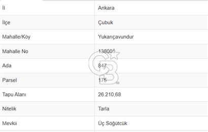 Çubuk Yukarıçavundur köyünde SATILIK TARLA