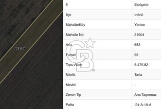 ESKİŞEHİR İNÖNÜ YENİCE MAHALLEDE SATILIK TARLA - 1 - 318696