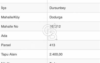 Balıkesir Dursunbey Dodurga'da Satılık 2.400 M2 Yatırımlık Tarla
