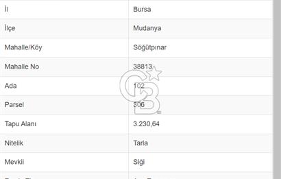 MUDANYA SÖĞÜTPINAR DA İMARA YAKIN SATILIK TARLA