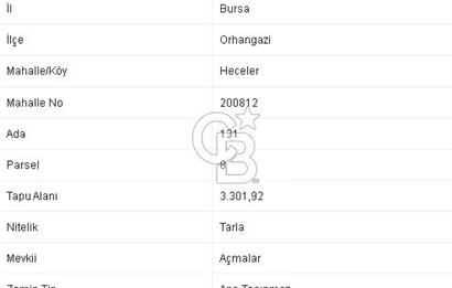 CB BLACK'TEN ORHANGAZİ HECELER'DE 55m2 HİSSELİ SATILIK TARLA