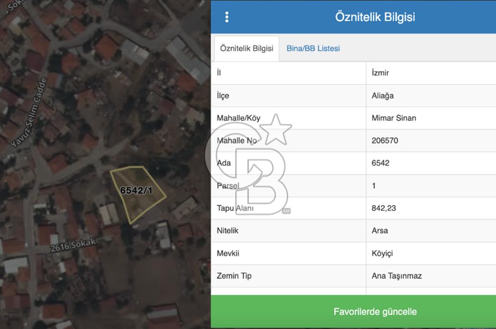 İZMİR ALİAĞA MİMAR SİNAN MAH. 2 KAT İMARLI SATILIK 842 M2 ARSA