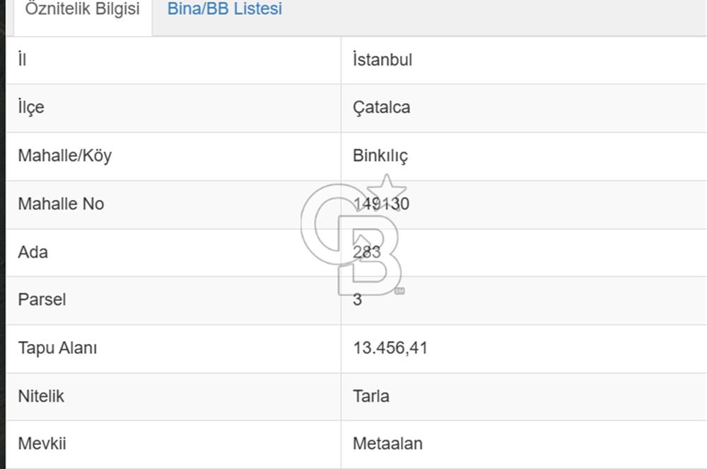 ÇATALCA BİNKILIÇ YATIRIM DEĞERİ YÜKSEK TARLA