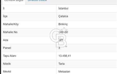 ÇATALCA BİNKILIÇ YATIRIM DEĞERİ YÜKSEK TARLA