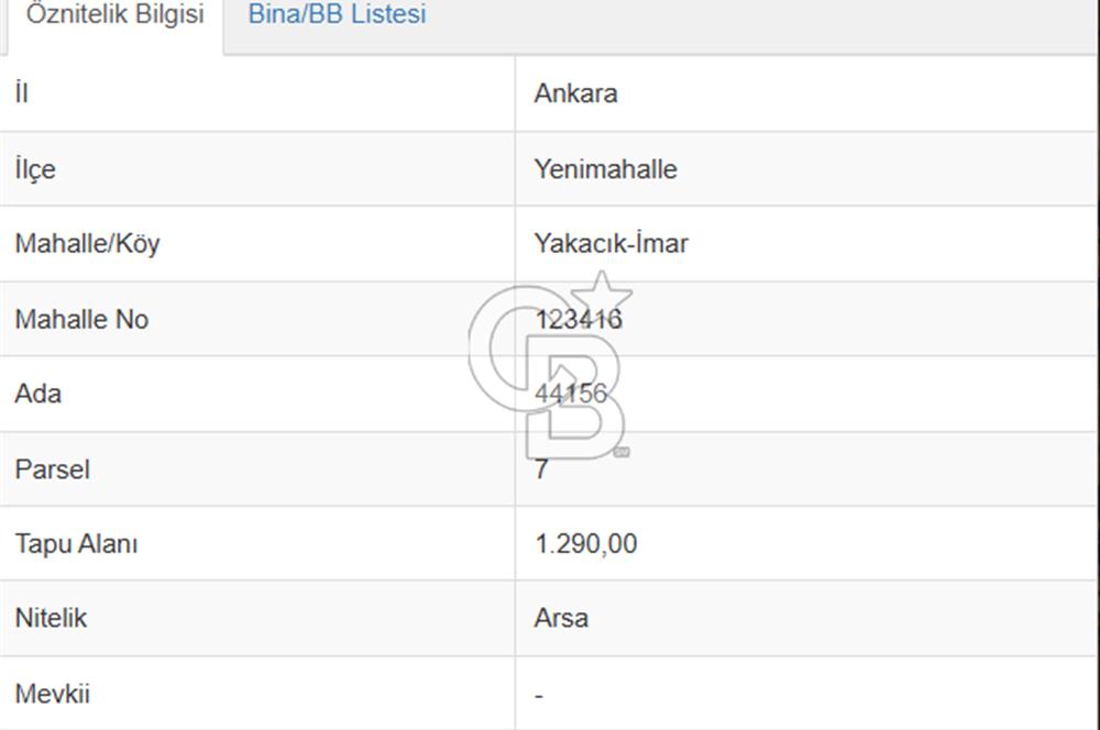 YENİMAHALLE YAKACIK MAH DAİRE GETİRİLİ TEK TAPU SATILIK ARSA