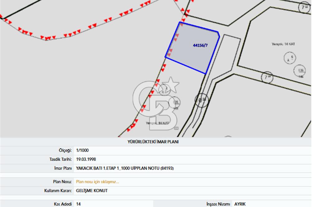 YENİMAHALLE YAKACIK MAH DAİRE GETİRİLİ TEK TAPU SATILIK ARSA