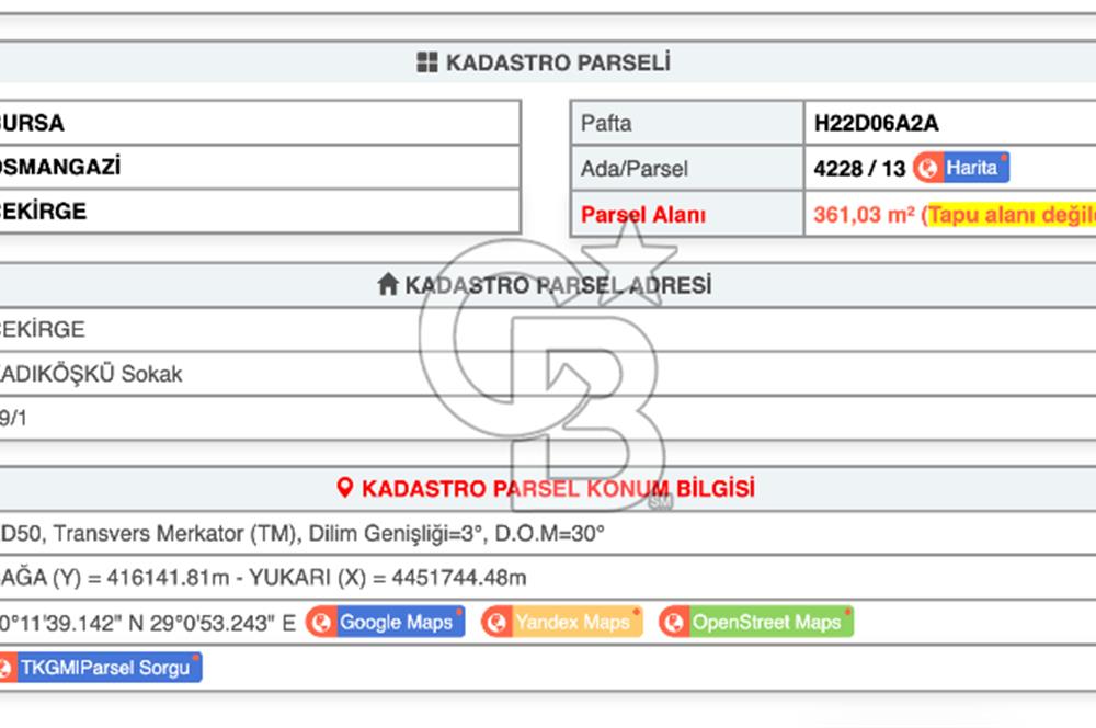 Bursa Osmangazi Çekirgede Eşsiz Villa Arsası Fırsatı!