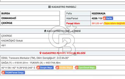 Bursa Osmangazi Çekirgede Eşsiz Villa Arsası Fırsatı!