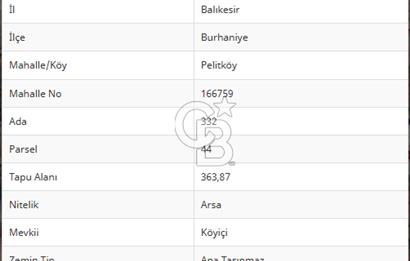 Balıkesir Burhaniye Pelitköy Satılık Villa İmarli Arsa