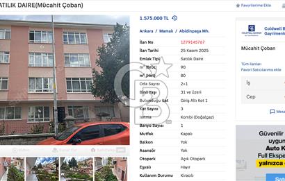 ABİDİN PAŞA SATILIK DAİRE 