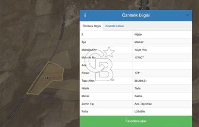 Niğde Merkez, Yayla Ana Yolu Üzeri 38.2 Dönüm Arazi Fırsatı