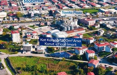 1300 m2 iki yola cepheli konut+ticari imarlı arsa
