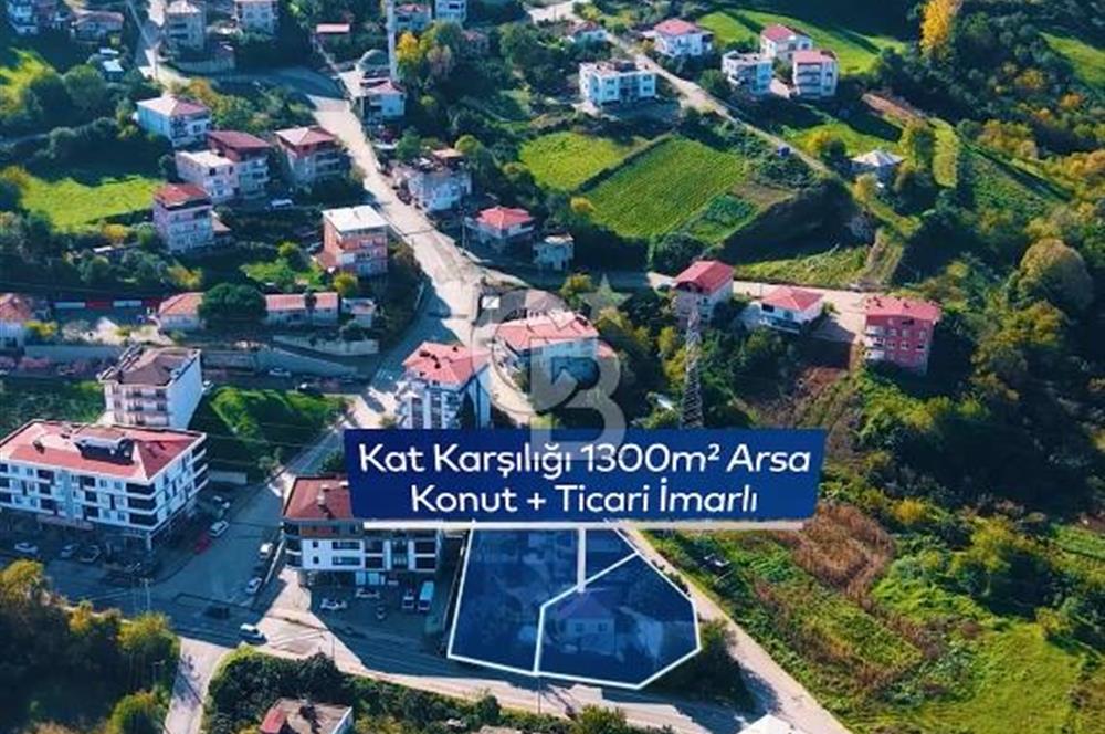 1300 m2 iki yola cepheli konut+ticari imarlı arsa