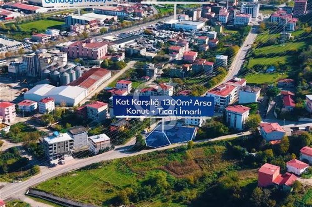 1300 m2 iki yola cepheli konut+ticari imarlı arsa