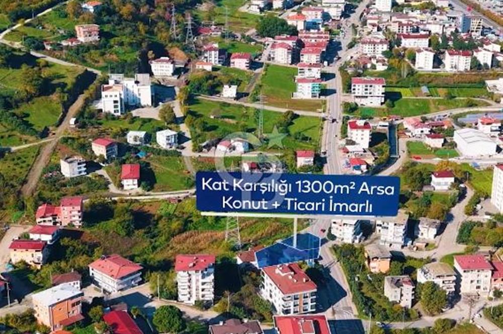 1300 m2 iki yola cepheli konut+ticari imarlı arsa
