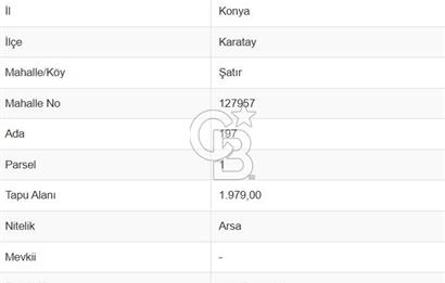 CB'DEN ŞATIR BÖLGESİNDE YÜKSEK PRİM POTANSİYELLİ İMARLI SATILIK ARSA