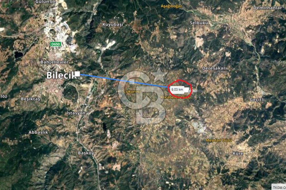 CB'DAN BİLECİK MERKEZ DERESAKARI, 3,400M2, MÜSTAKİL, SATILIK ARAZİ