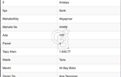 ANTALYA – Serik – Akçapınar | Dere & Orman Temaslı Özel Yaşam Parseli