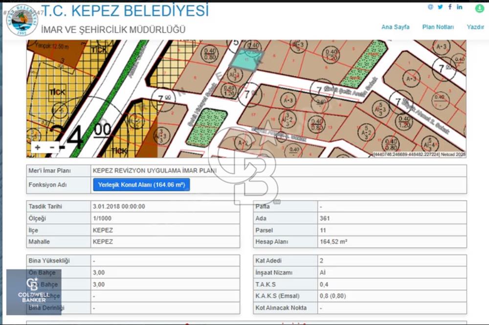 ÇANAKKALE KEPEZ MERKEZDE İMARLI SATILIK ARSA VE KARGİR EV