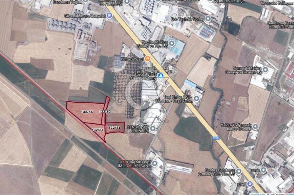 Bandırma D200’e Yakın | Sanayi Bölgesi İçinde | 48.700 m² Yatırımlık Tarla