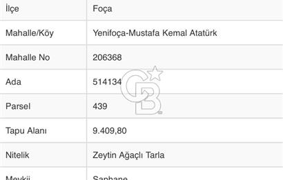 İzmir yeni foça da imara yakın bölgede satılık tarla