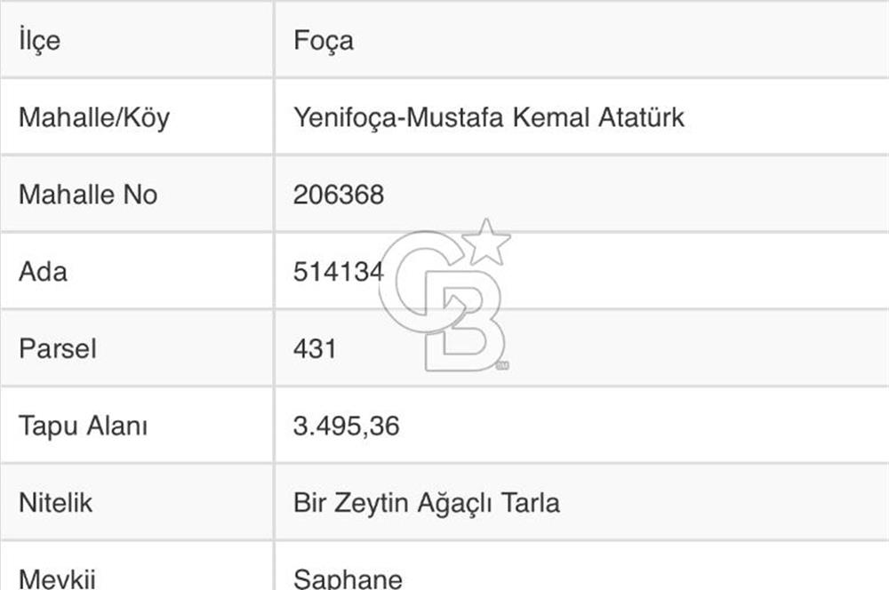 İzmir yeni foça da imara yakın bölgede satılık tarla