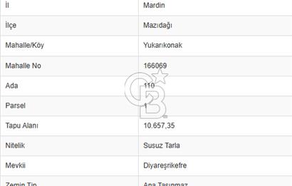Mardin Mazıdağı Yukarıkonak'ta 10.657m2 Satılık TARLA