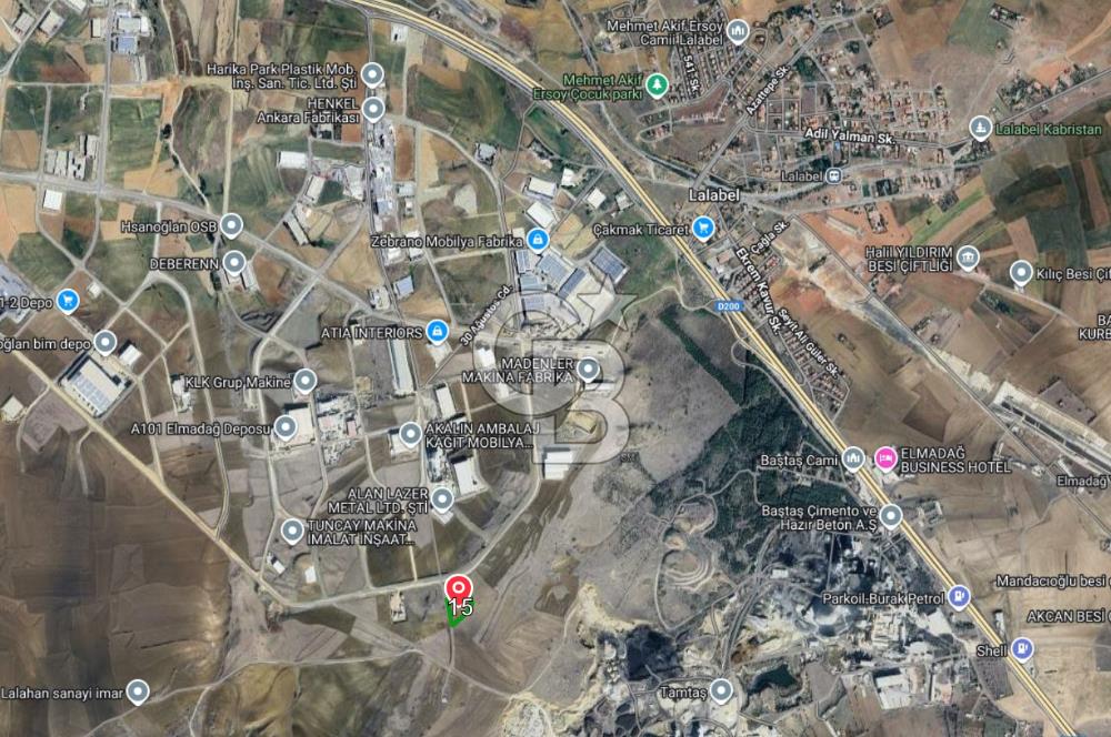 HASANOĞLAN SANAYİ BÖLGESİNDE 1 EMSAL SANAYİ İMARLI SATILIK ARSA