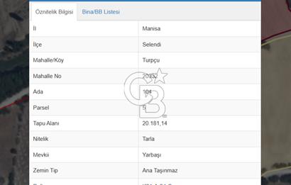 MANİSA - SELENDİ SATILIK 20.181 m² TARLA