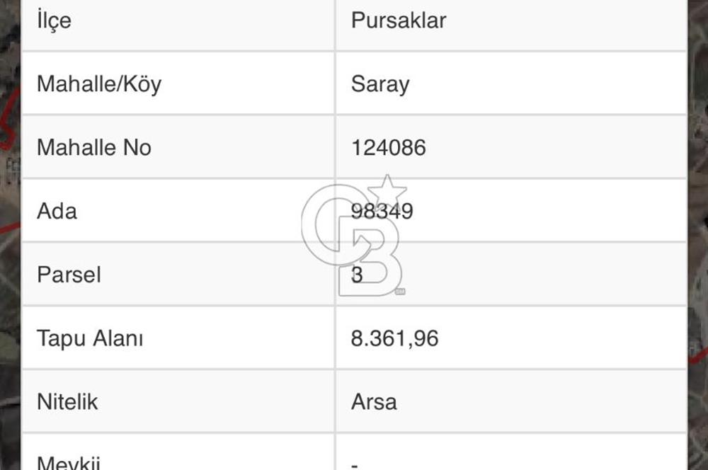 PURSAKLAR SARAYDA ÇOK KATLI İMARLI YATIRIMLIK SATILIK ARSA