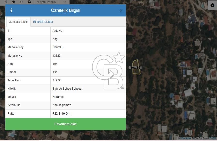 Antalya kaş üzümlü’de yatırımlık bağ