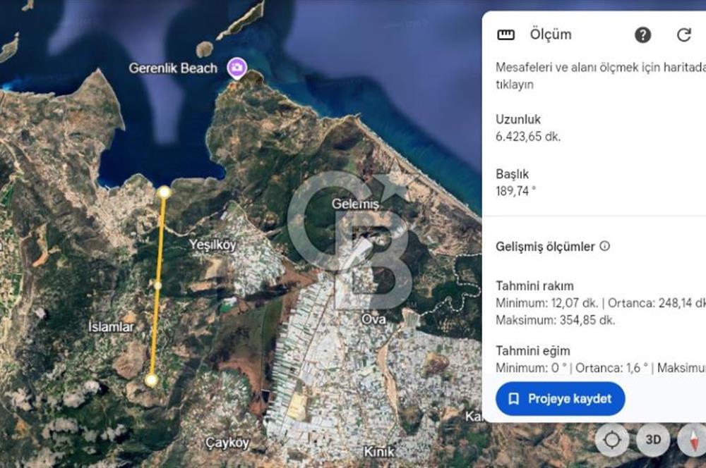 Antalya kaş üzümlü’de 693 m2 Bağ ve Sebze Bahçe