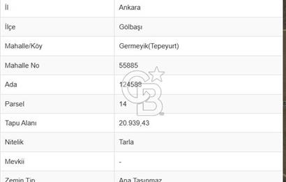 GÖLBAŞI GERMEYİK ( TEPEYURT ) MAHALLESİNDE SATILIK TARLA