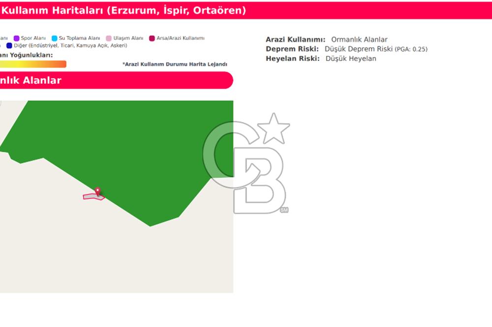 ERZURUM İSPİR ORTAÖRENDE GES VE ARICILIĞA UYGUN 20.287 m² TARLA