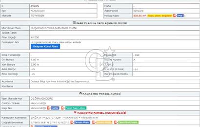 AYDIN KUŞADASI TÜRKMEN  MAH.SATILIK VİLLA ARSASI