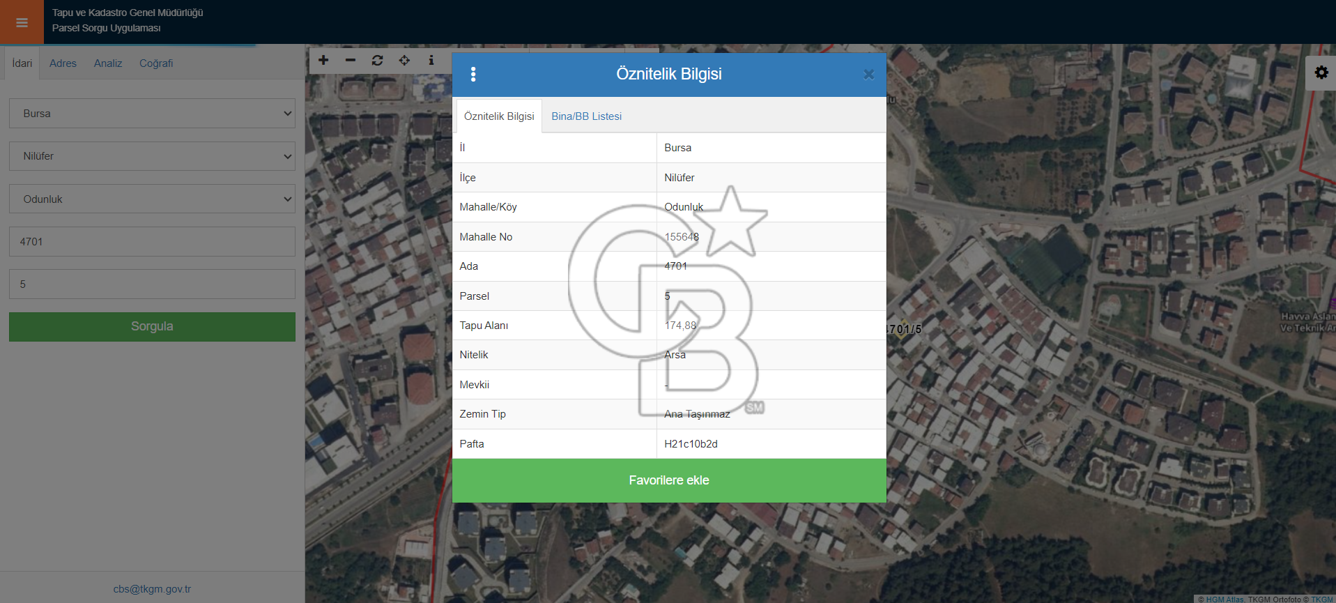 Bursa Nilüfer Odunluk Mah. Satılık İmarlı Arsa Hissesi